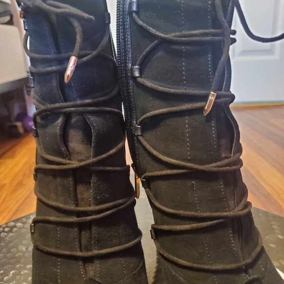 Sam Edelman Suede&Leather Strappy Boot-Heel 7.5 - Picture 4 of 9